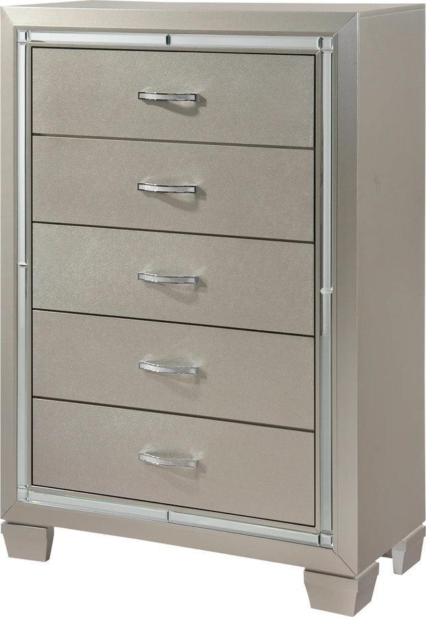 Elements Bedroom Sets - Glamour Youth Twin Platform w/ Trundle 6PC Bedroom Set Champagne