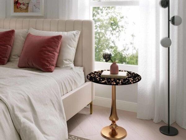 Tov Furniture Side & End Tables - Goathide Side Table Black & Gold