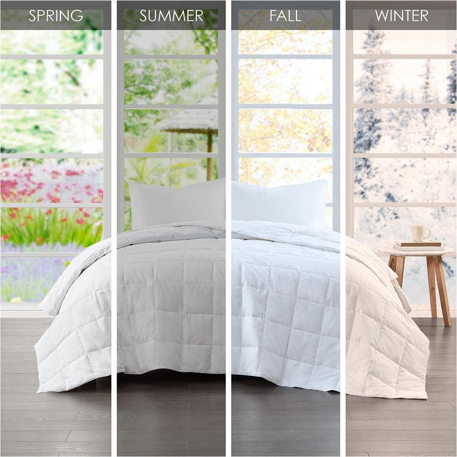 Olliix.com Comforters & Blankets - Goose Feather and Down Filling All Seasons Blanket White TN51-0486
