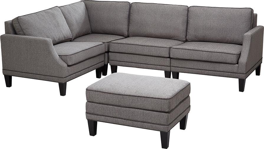 Olliix.com Accent Chairs - Gordon Transitional Modular Chair Left Arm 36.25"W x 35.25"D x 31.75"H Gray