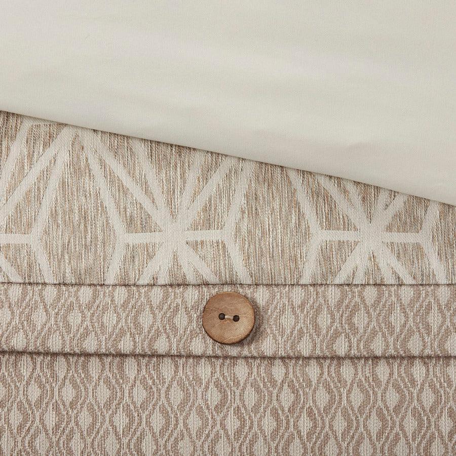 Olliix.com Comforters & Blankets - Grace Geometric Jacquard Comforter Set Taupe Queen