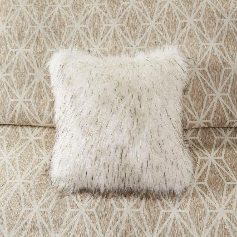 Olliix.com Comforters & Blankets - Grace Geometric Jacquard Comforter Set Taupe Queen