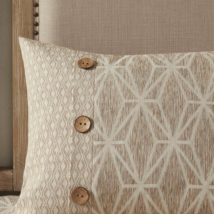 Olliix.com Comforters & Blankets - Grace Geometric Jacquard Comforter Set Taupe Queen