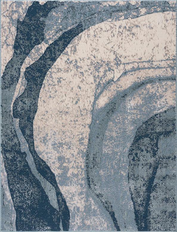 Olliix.com Indoor Rugs - Grace Transitional Abstract Wave Area Rug 8x10' Blue