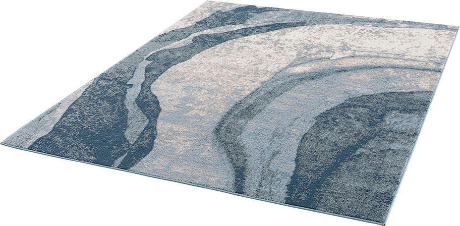 Olliix.com Indoor Rugs - Grace Transitional Abstract Wave Area Rug 8x10' Blue