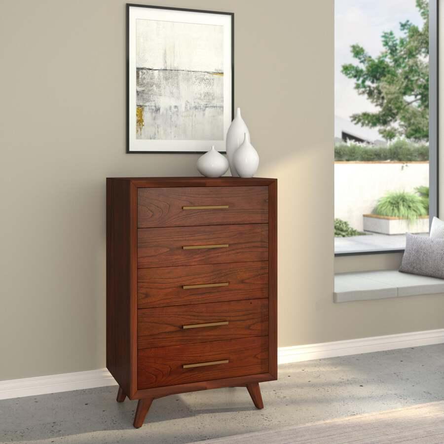 Alpine Furniture Chest of Drawers - Gramercy 5 Drawer Chest