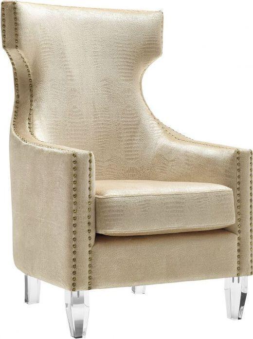 Tov Furniture Accent Chairs - Gramercy Gold Croc Velvet Wing Chair