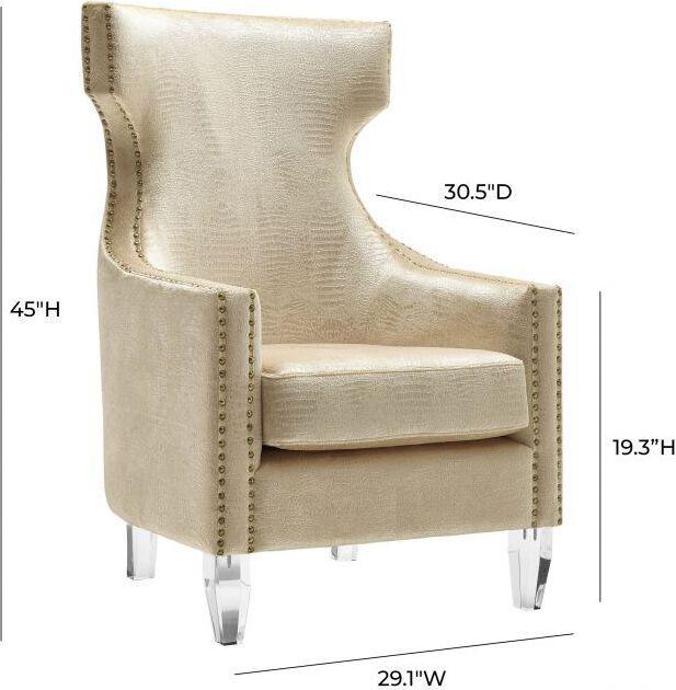 Tov Furniture Accent Chairs - Gramercy Gold Croc Velvet Wing Chair