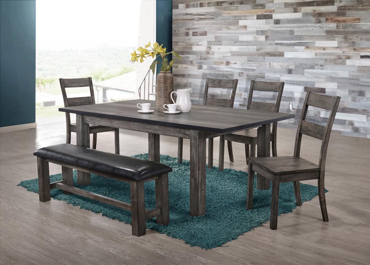 Elements Benches - Grayson Bench w. PU Padded Seat Grey Oak
