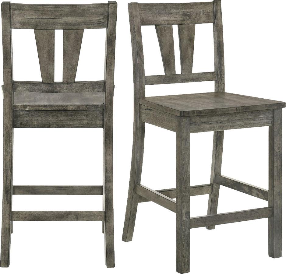 Elements Barstools - Grayson Counter Side Chair Set with Wooden Seat Grey Oak