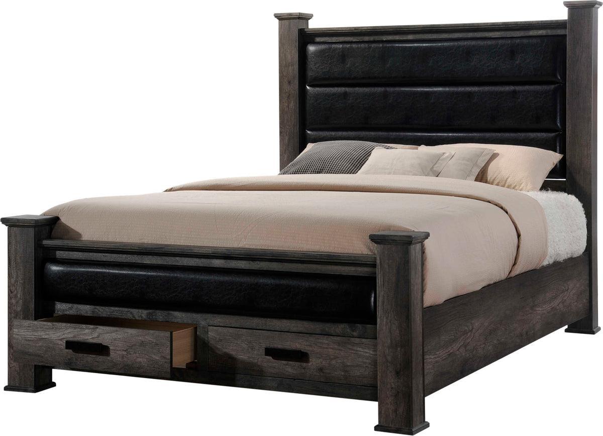 Elements Bedroom Sets - Grayson Queen Storage Poster 4PC Bedroom Set Grey Oak