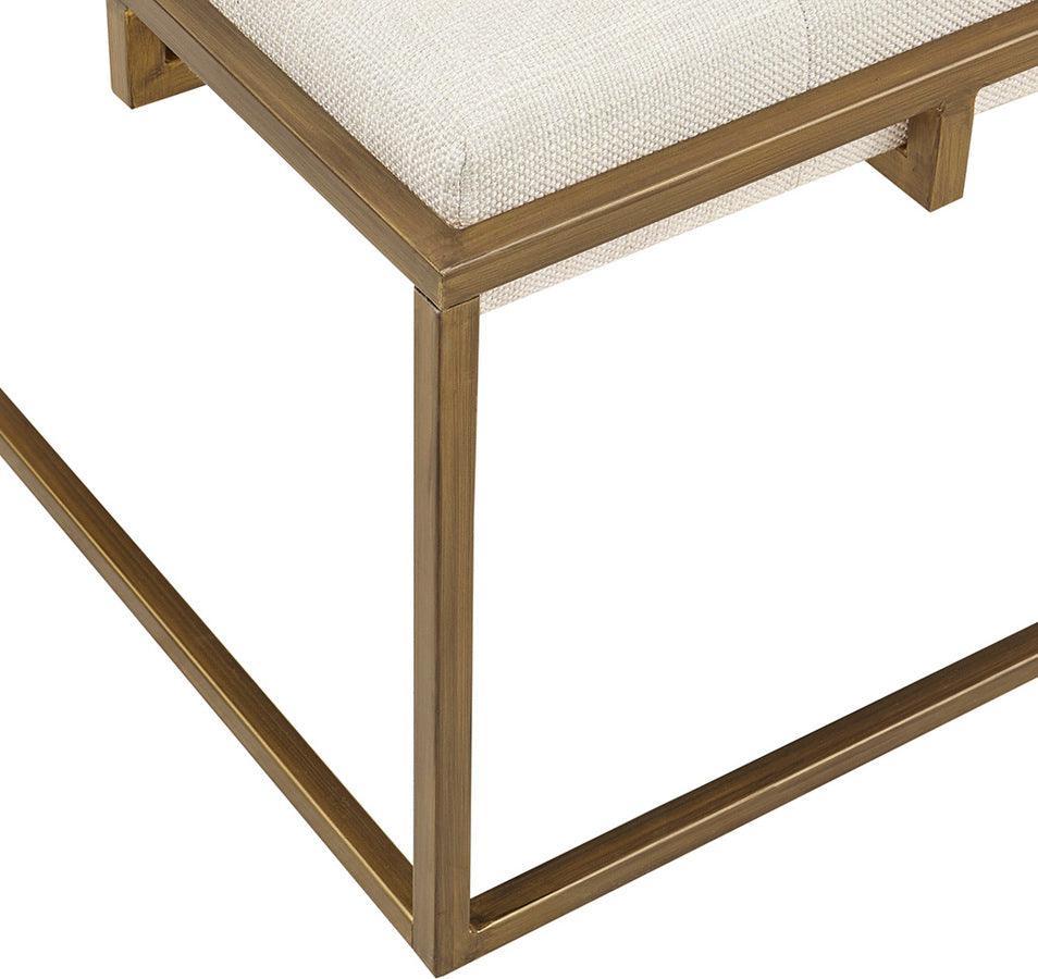 Olliix.com Ottomans & Stools - Greenwich Square Shape Button-tufted Metal Base Ottoman/Coffee Table Antique Bronze
