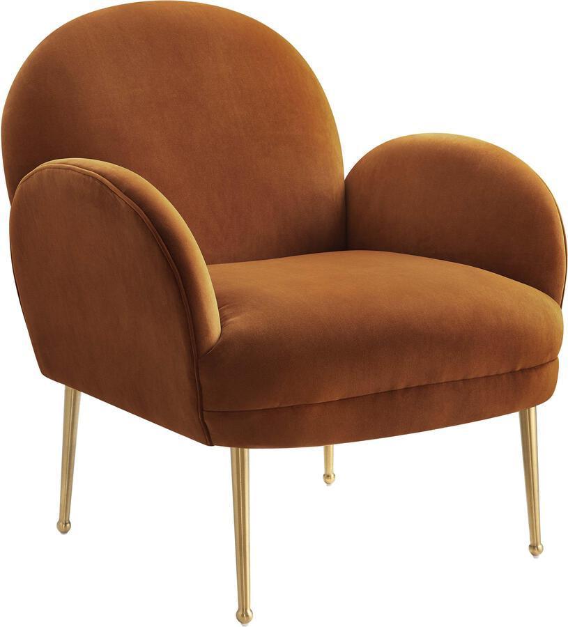 Tov Furniture Accent Chairs - Gwen Cognac Velvet Chair