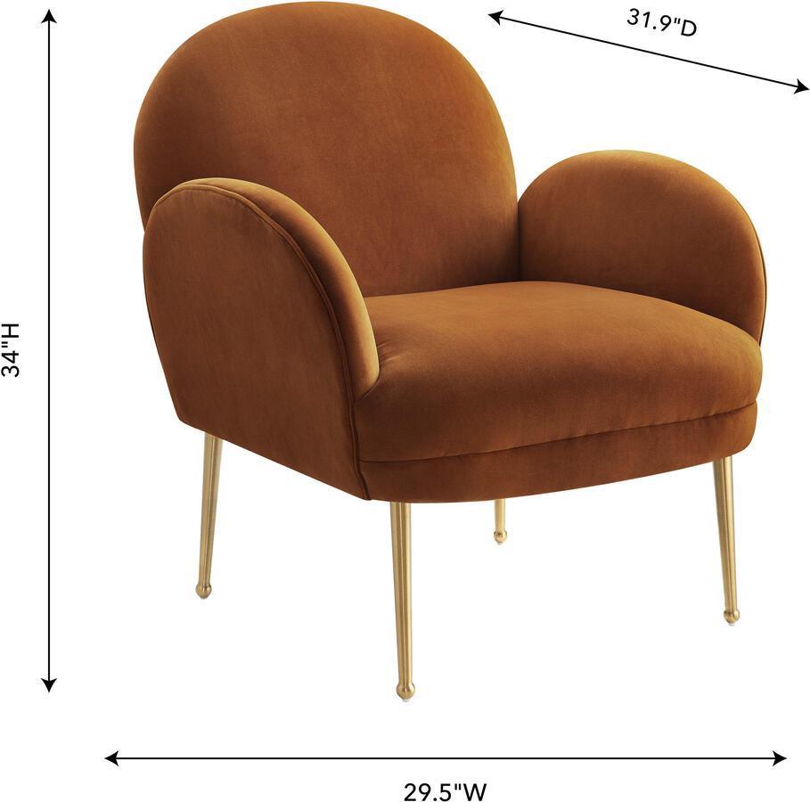 Tov Furniture Accent Chairs - Gwen Cognac Velvet Chair