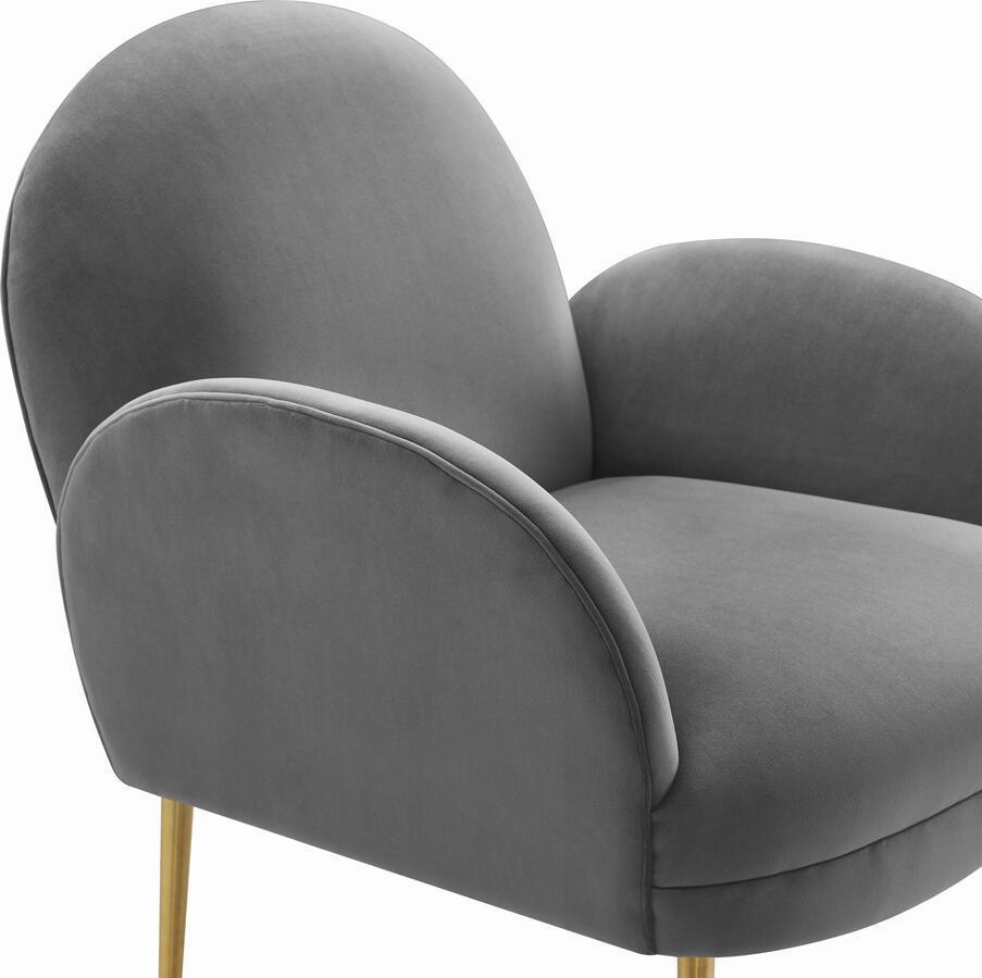 Tov Furniture Accent Chairs - Gwen Grey Velvet Chair 34"H