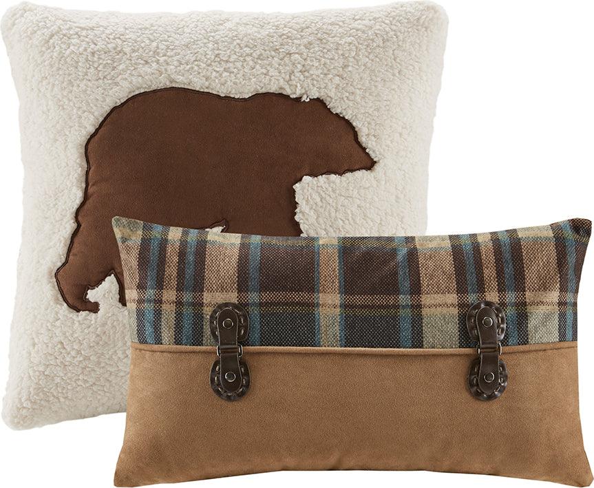 Olliix.com Pillows - Hadley Lodge Plaid Berber Square Pillow 18x18" Multicolor