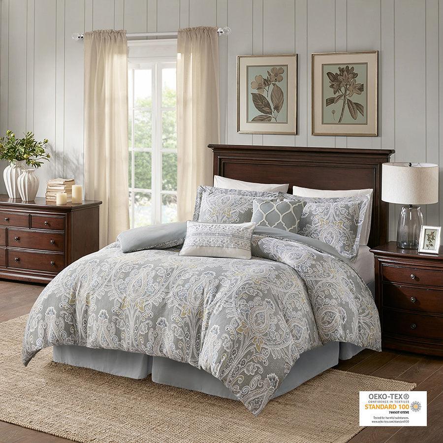 Olliix.com Comforters & Blankets - Hallie 6 Piece Traditional Cotton Comforter Set Gray King