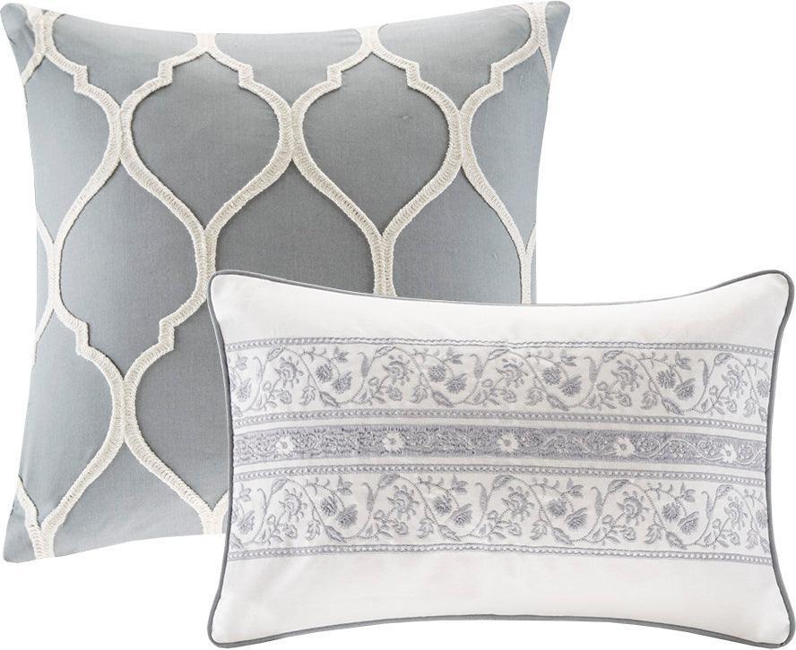 Olliix.com Comforters & Blankets - Hallie 6 Piece Traditional Cotton Comforter Set Gray King