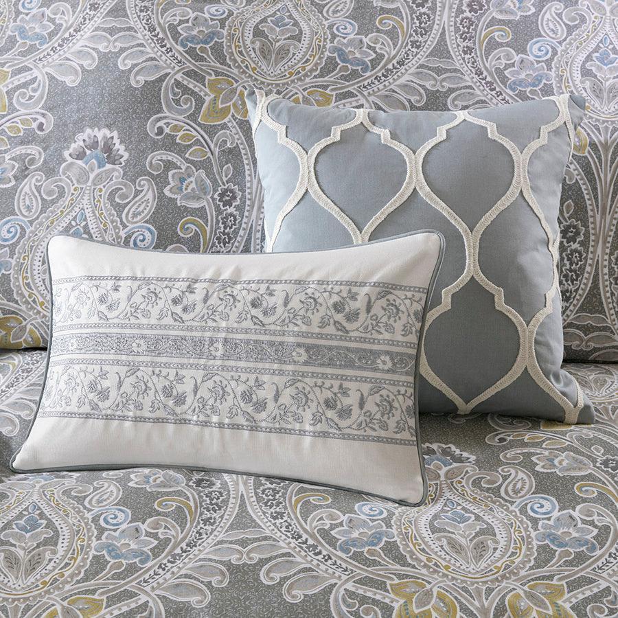 Olliix.com Comforters & Blankets - Hallie Modern 6 Piece Cotton Comforter Set Gray Full
