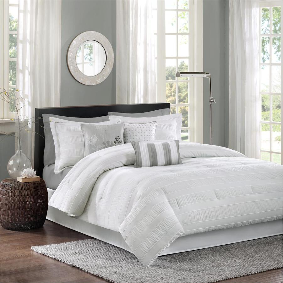 Olliix.com Comforters & Blankets - Hampton 7 Piece Comforter Set White Queen