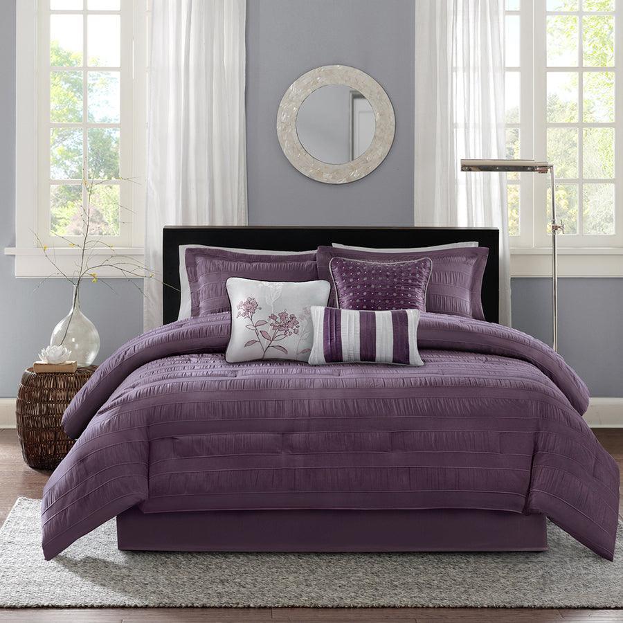 Olliix.com Comforters & Blankets - Hampton King 7 Piece Comforter Set Plum