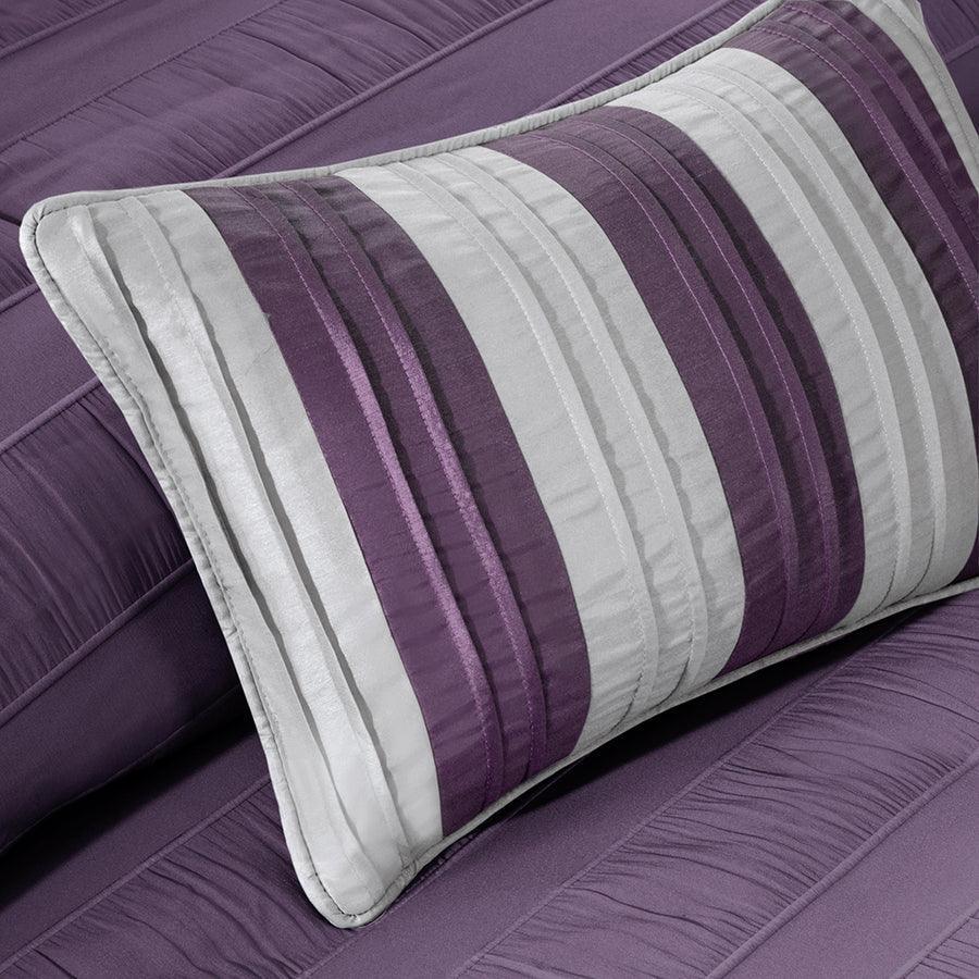 Olliix.com Comforters & Blankets - Hampton Modern 7 Piece Comforter Set Plum Cal King