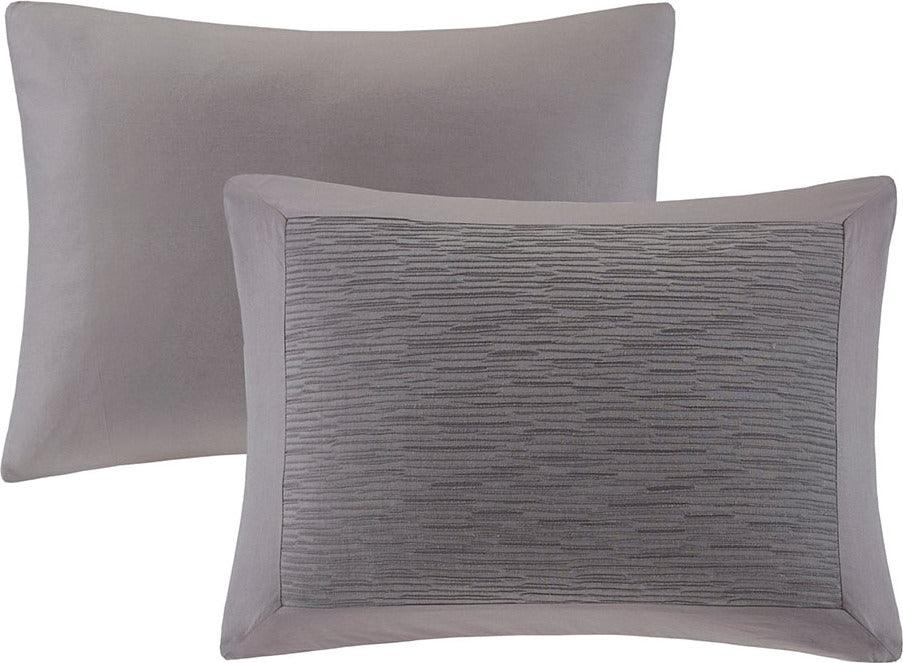 Olliix.com Comforters & Blankets - Hanae Cotton Blend Yarn Dyed 3 Piece Comforter Set Gray King