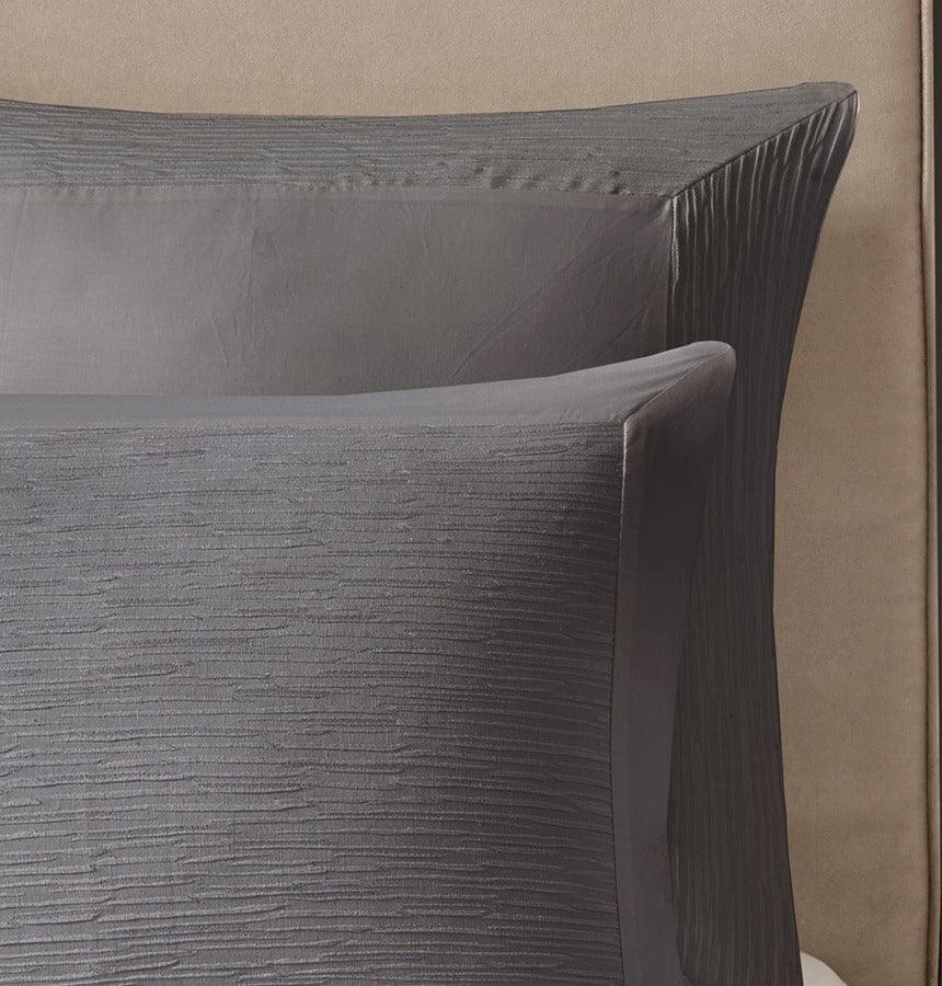 Olliix.com Comforters & Blankets - Hanae Cotton Blend Yarn Dyed 3 Piece Comforter Set Gray King
