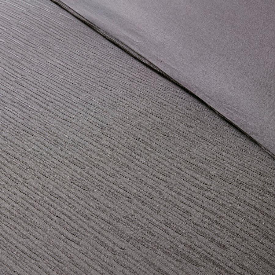 Olliix.com Comforters & Blankets - Hanae Cotton Blend Yarn Dyed 3 Piece Comforter Set Gray King
