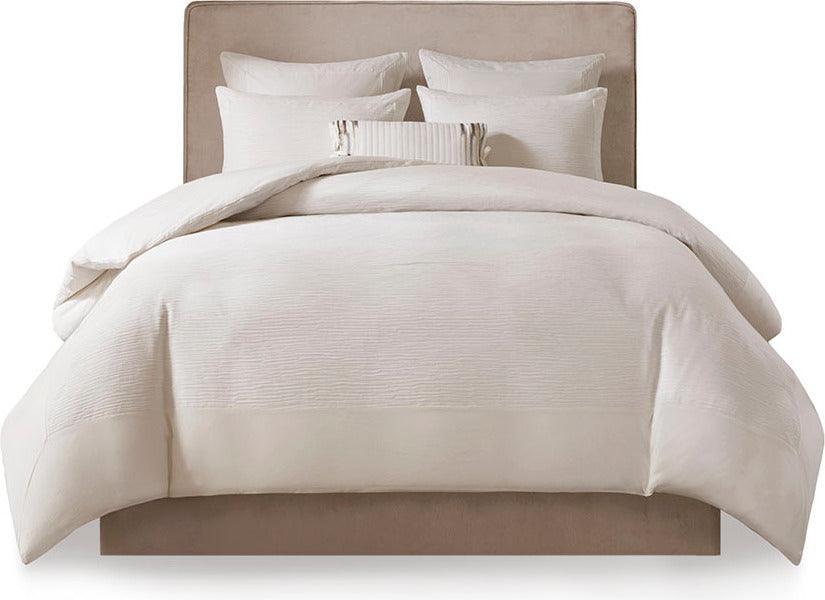 Olliix.com Comforters & Blankets - Hanae Cotton Blend Yarn Dyed 3 Piece Comforter Set White King
