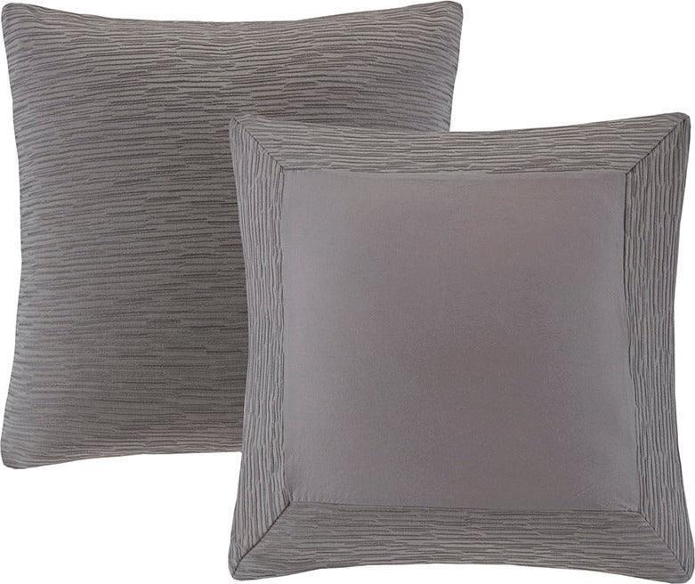 Olliix.com Pillowcases & Shams - Hanae Cotton Blend Yarn Dyed Euro Sham Gray