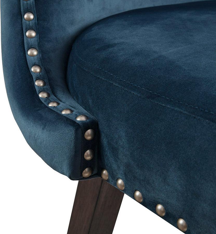 Olliix.com Barstools - Hancock High Wingback 27" Swivel Counter Stool with Nailhead Accent Dark Blue