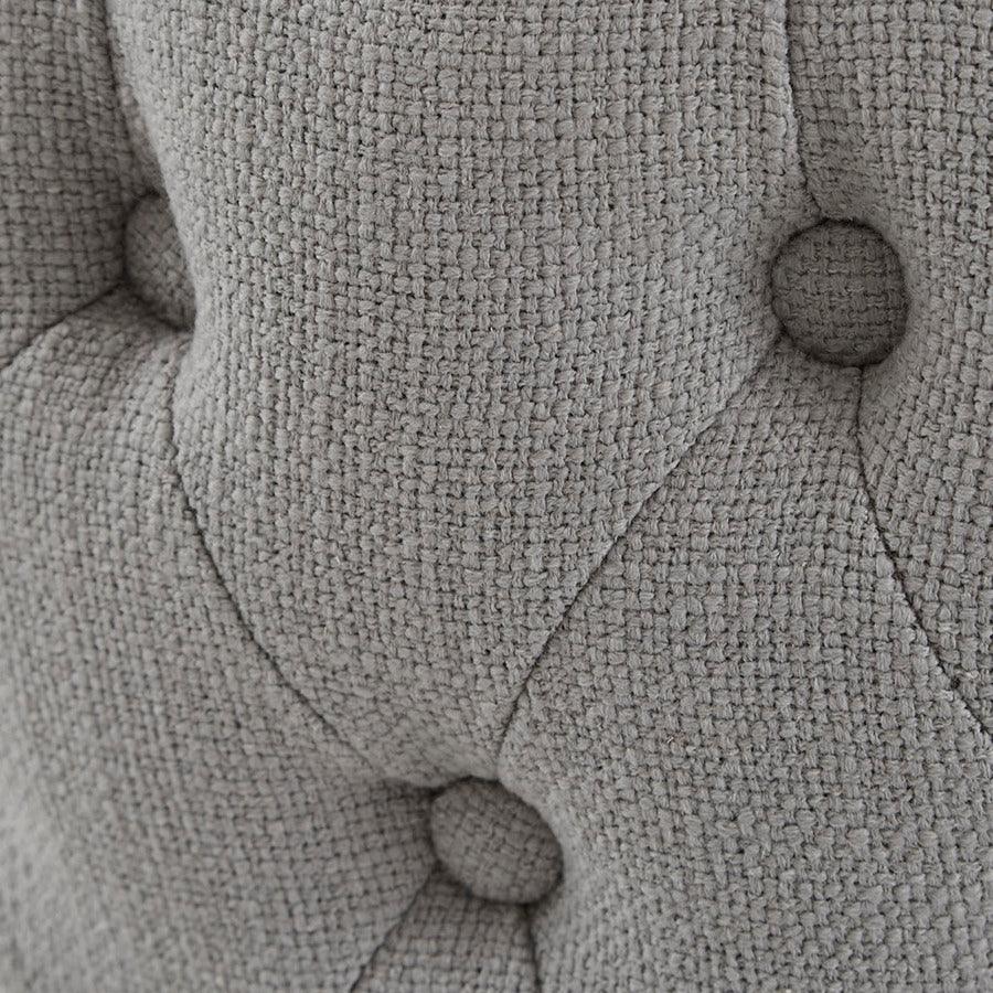Olliix.com Barstools - Hancock High Wingback Button Tufted Upholstered 27" Swivel Counter Stool with Nailhead Accent Gray