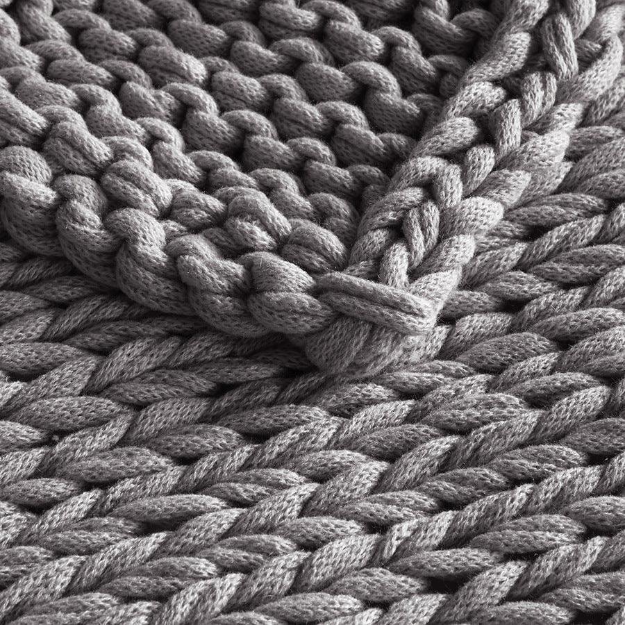 Olliix.com Pillows & Throws - Handmade Casual Chunky Double Knit Throw 50''W x 60"L Charcoal