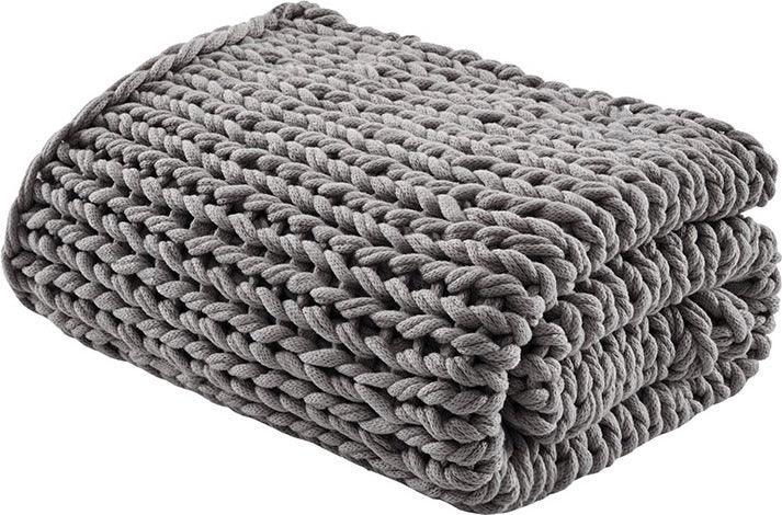 Olliix.com Pillows & Throws - Handmade Casual Chunky Double Knit Throw 50''W x 60"L Charcoal
