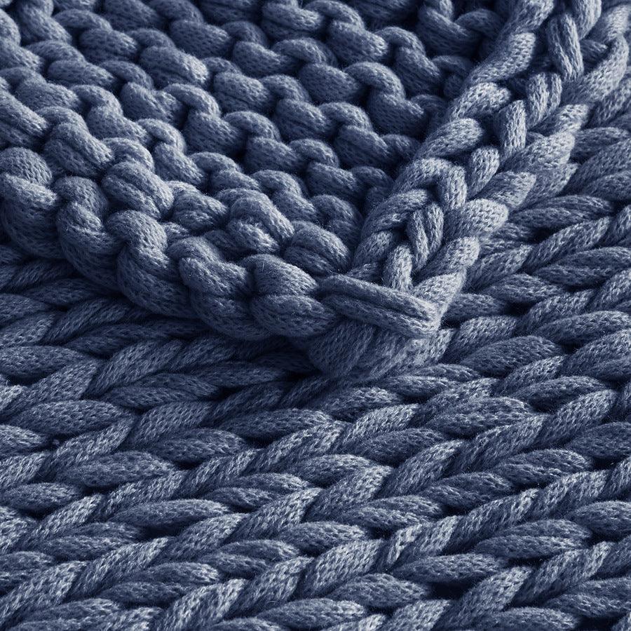 Olliix.com Pillows & Throws - Handmade Casual Chunky Double Knit Throw 50''W x 60"L Indigo