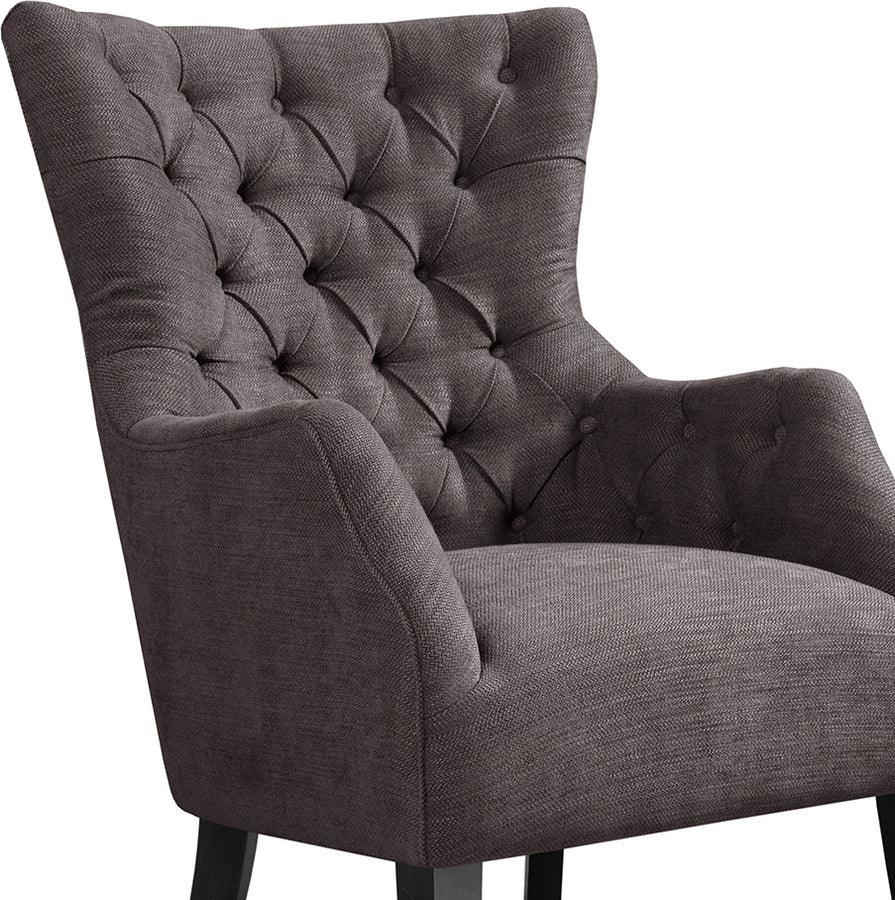 Olliix.com Accent Chairs - Hannah Button Tufted Wing Chair Brown