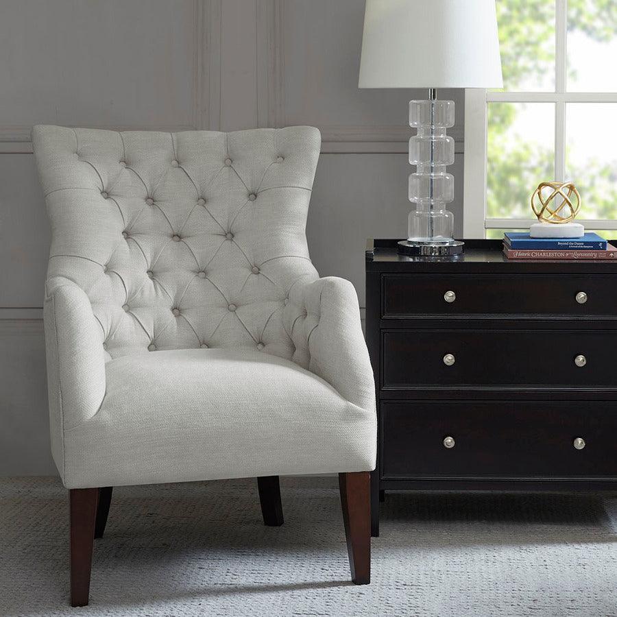 Olliix.com Accent Chairs - Hannah Button Tufted Wing Chair Ivory
