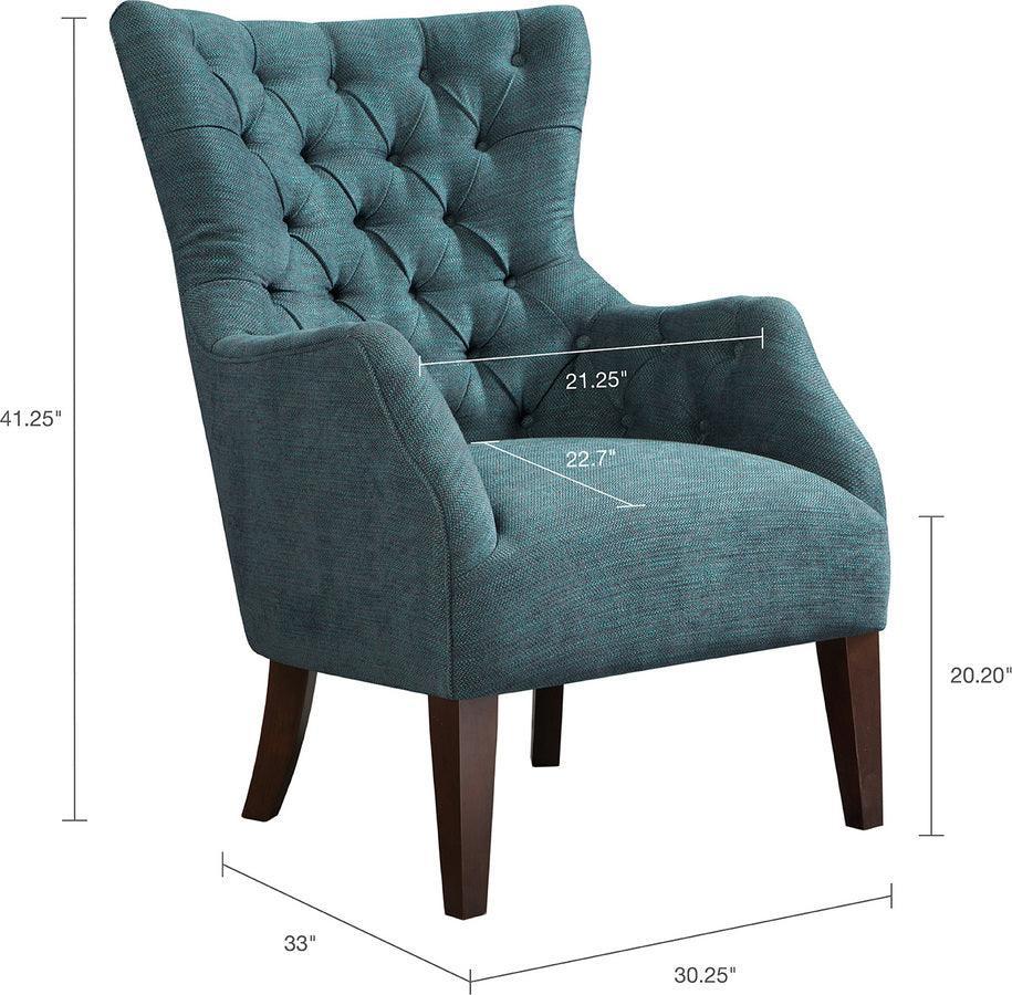 Olliix.com Accent Chairs - Hannah Button Tufted Wing Chair Teal