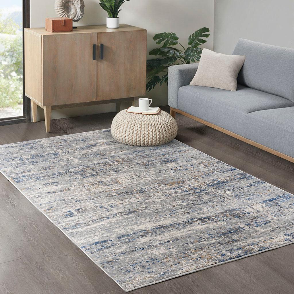 Olliix.com Indoor Rugs - Harley 4x6 Area Rug Blue & Cream