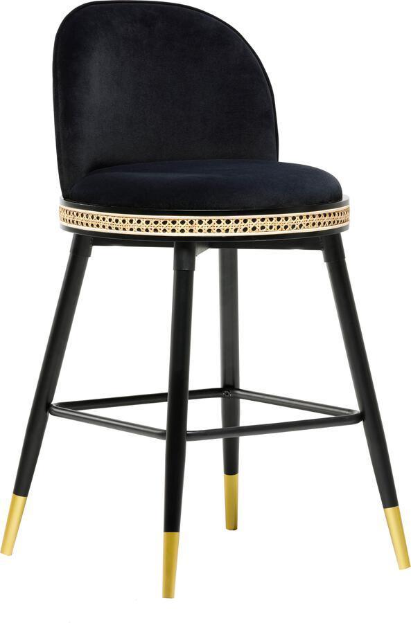 Tov Furniture Barstools - Harley Black Velvet Counter Stool Black