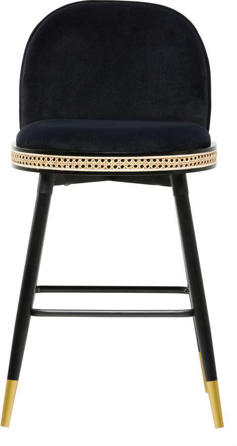 Tov Furniture Barstools - Harley Black Velvet Counter Stool Black