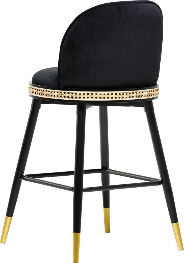 Tov Furniture Barstools - Harley Black Velvet Counter Stool Black