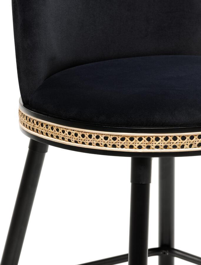 Tov Furniture Barstools - Harley Black Velvet Counter Stool Black
