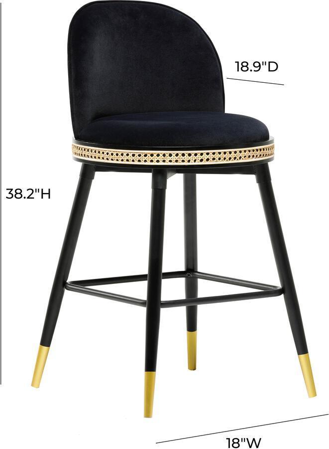 Tov Furniture Barstools - Harley Black Velvet Counter Stool Black