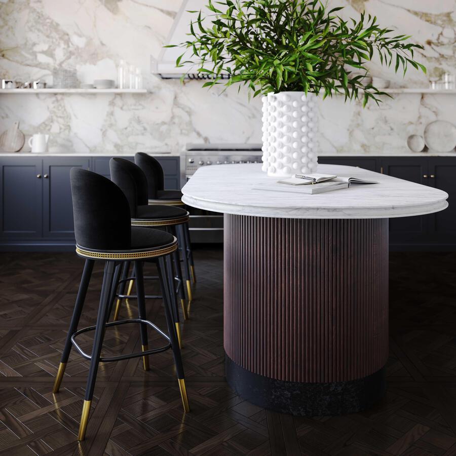 Tov Furniture Barstools - Harley Black Velvet Counter Stool Black
