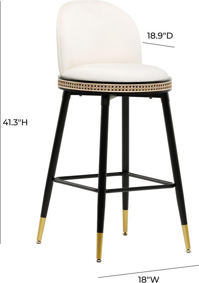 Tov Furniture Barstools - Harley Cream Velvet Bar Stool Cream