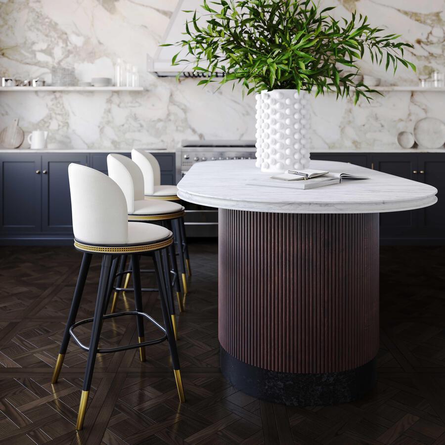 Tov Furniture Barstools - Harley Cream Velvet Bar Stool Cream