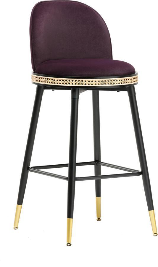 Tov Furniture Barstools - Harley Eggplant Velvet Bar Stool Eggplant