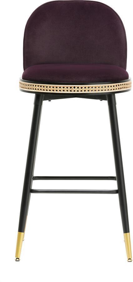 Tov Furniture Barstools - Harley Eggplant Velvet Bar Stool Eggplant